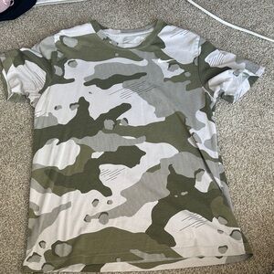 Nike Green and White Camo T-Shirt